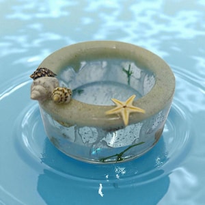 Ocean Resin Shell Jewelry Box – Handmade Beach Themed Trinket Box – Free Shipping